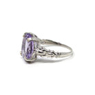 Art Deco Amethyst Ring - Vintage 14k White Gold Diamonds & Natural Purple Gemstone - Circa 1930s Size 6 1/2 February Birthstone Fine Jewelry