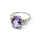 Art Deco Amethyst Ring - Vintage 14k White Gold Diamonds & Natural Purple Gemstone - Circa 1930s Size 6 1/2 February Birthstone Fine Jewelry