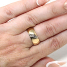 Vintage Diamond Band - Modern 9k Yellow Gold Natural Diamond Diagonal Statement - Size 5 3/4 Circa 1990s Fine Unisex Stacking Bridal Jewelry