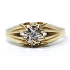 Star Diamond Ring - Modern Estate 9k Yellow Gold Natural .05 CT Gemstone Ring - Vintage Circa 1990s Size 8 Celestial Fine Bridal Jewelry