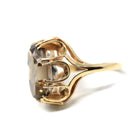 Vintage Smoky Quartz Ring - Retro 9k Yellow Gold Oval Cut Natural Brown Gemstone - Birmingham Hallmarked 1970s Era Size 7 3/4 Fine Jewelry