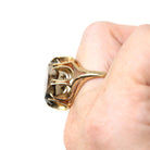 Vintage Smoky Quartz Ring - Retro 9k Yellow Gold Oval Cut Natural Brown Gemstone - Birmingham Hallmarked 1970s Era Size 7 3/4 Fine Jewelry