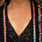 Estate Virgo Necklace - Modern 14k Yellow Gold Maiden Astrological Sign Charm Pendant - Circa 2000's Zodiac Celestial Earth Element Jewelry