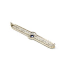 Art Deco Brooch - Vintage 10k White Gold Created Blue Sapphire Stone Pin - Circa 1930s Era Filigree Fashion Accessory Fine Jewelry