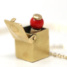 Jack-in-the Box-Charm - Vintage 14k Yellow Gold Moveable 3-D Pendant Necklace - Retro Circa 1960s Era Music Box Figural Pop Up Fine Jewelry