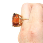 22 Carat Citrine Ring - Modern Estate 10k Yellow Gold Oval Faceted Natural Orange Gemstone - Circa 2000s Era Size 13 Fine November Jewelry