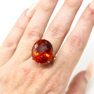 22 Carat Citrine Ring - Modern Estate 10k Yellow Gold Oval Faceted Natural Orange Gemstone - Circa 2000s Era Size 13 Fine November Jewelry