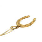 Estate Horseshoe Pendant - Modern 18k Yellow Gold Nail Studded Necklace Charm - Circa 2000's Era Good Luck Equestrian Horse Fine Jewelry