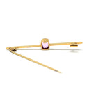 Simulated Pink Sapphire Brooch - Edwardian 9CT Yellow Gold Statement Pink Glass Bar Pin - Antique Circa 1910s Fashion Accessory Jewelry