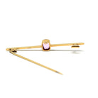 Simulated Pink Sapphire Brooch - Edwardian 9CT Yellow Gold Statement Pink Glass Bar Pin - Antique Circa 1910s Fashion Accessory Fine Jewelry