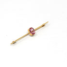 Simulated Pink Sapphire Brooch - Edwardian 9CT Yellow Gold Statement Pink Glass Bar Pin - Antique Circa 1910s Fashion Accessory Jewelry