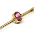 Simulated Pink Sapphire Brooch - Edwardian 9CT Yellow Gold Statement Pink Glass Bar Pin - Antique Circa 1910s Fashion Accessory Fine Jewelry