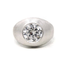 Created White Spinel Ring - Retro 10k White Gold Chunky Statement - Vintage 1960s Era Size 4 1/2 Men's Unisex Brushed Finish Fine Jewelry