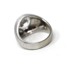 Created White Spinel Ring - Retro 10k White Gold Chunky Statement - Vintage 1960s Era Size 4 1/2 Men's Unisex Brushed Finish Fine Jewelry