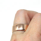 Antique Cigar Band - Edwardian 14k Rose Gold Unadorned Wide Ring - Vintage Circa 1918 Size 11 1/2 - Unisex Wedding Statement Fine Jewelry