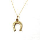 Vintage Horseshoe Pendant - Retro 18k Yellow Gold Pendant Nail Studded Necklace - Circa 1970s Era Good Luck Equestrian Horse Fine Jewelry