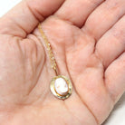 Antique Cameo Necklace - Edwardian 10k Yellow Gold Carved Pink White Shell Pendant - Vintage Circa 1910s Era Fashion Accessory Fine Jewelry