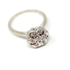Diamond Cluster Ring - Retro 14k White Gold Natural .14 CTW Gems - Mid Century Vintage Circa 1960s Size 6 1/4 Engagement Halo Fine Jewelry