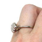 Diamond Cluster Ring - Retro 14k White Gold Natural .14 CTW Gems - Mid Century Vintage Circa 1960s Size 6 1/4 Engagement Halo Fine Jewelry