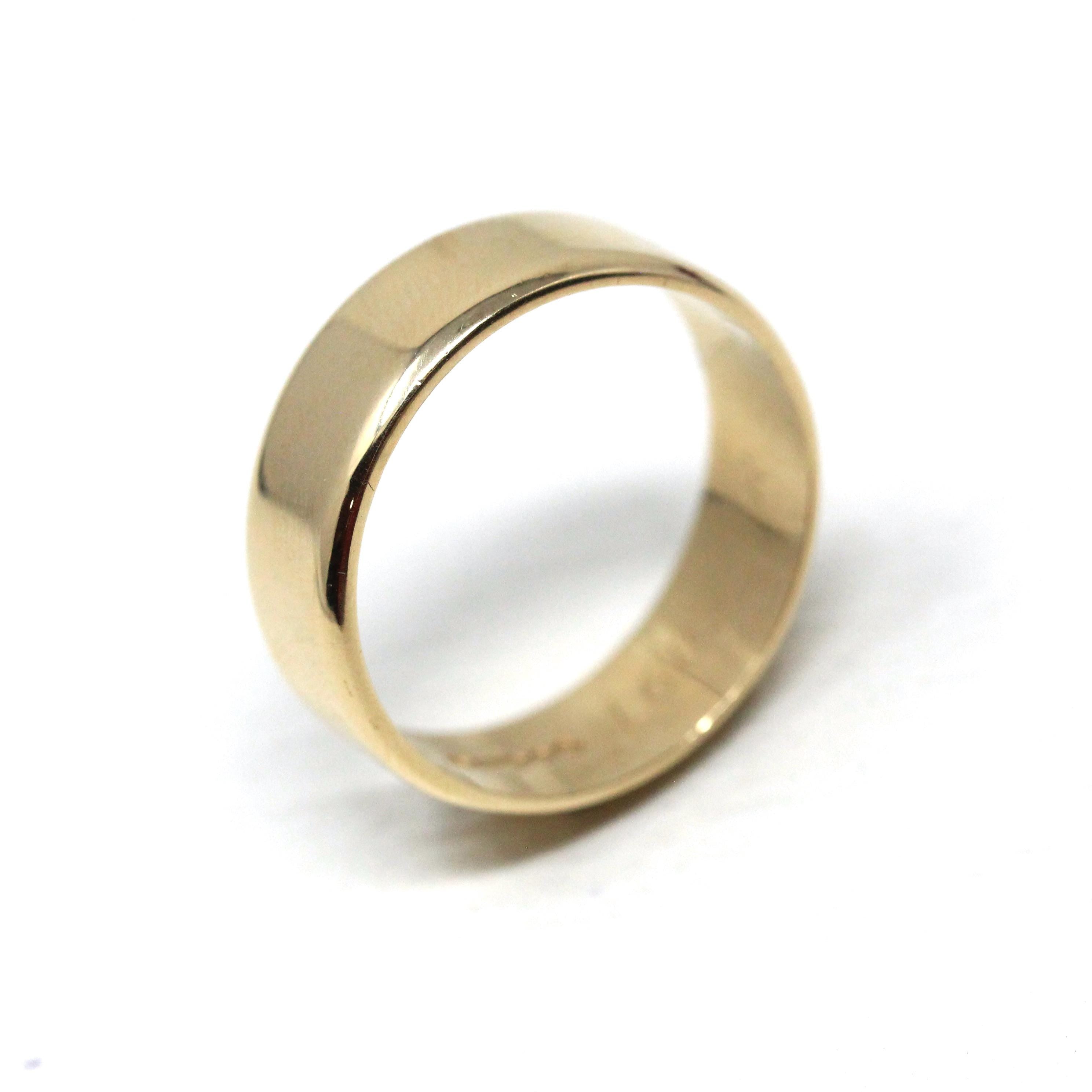Wide Retro Ring Band - Vintage 9k Yellow Gold London England UK - Circa 1960s Era Size 8 3/4 English Hallmarks - Fine Minimalist 60s Jewelry