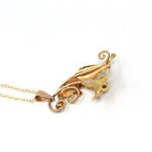 Vintage Flower Pendant - Retro 10k Two Tone Rose & Yellow Gold Necklace - Circa 1940s Era Trumpet Floral Carl Art Accessory Fine Jewelry
