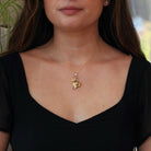 Vintage Flower Pendant - Retro 10k Two Tone Rose & Yellow Gold Necklace - Circa 1940s Era Trumpet Floral Carl Art Accessory Fine Jewelry