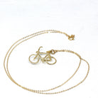 Estate Bike Charm - Modern 14k Yellow Gold Figural Bicycle Pendant Necklace - Y2K 2000s Era Transportation Sport Statement Fine Jewelry