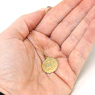 Estate Capricorn Charm - Modern 14k Yellow Gold Sea Goat Astrological Sign Necklace - Circa 2000's Zodiac Celestial Earth Element Jewelry