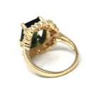 Green Tourmaline Ring - Modern 14k Yellow Gold Faceted Green 3.00 CT Gemstone Statement - Circa 2000s Diamond Accent October Fine Jewelry