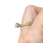 Vintage Diamond Ring - 14k Yellow & White Gold Round .17 CT Solitaire Engagement - Size 8 Retro Era 1990s Illusion Head Fine Wheat Jewelry