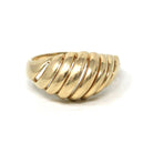 Estate Croissant Ring - Vintage 14k Yellow Gold Classic Polished Twisted Dome Style - Modern 1990s Size 9 Shrimp Unisex Fine 90s Jewelry