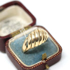 Estate Croissant Ring - Vintage 14k Yellow Gold Classic Polished Twisted Dome Style - Modern 1990s Size 9 Shrimp Unisex Fine 90s Jewelry