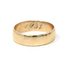 Art Deco Inscribed Wedding Band - Vintage 6k Yellow Gold Unadorned Plain Ring - Dated 1931 Size 6 1/2 Classic Simple Unisex 30s Fine Jewelry