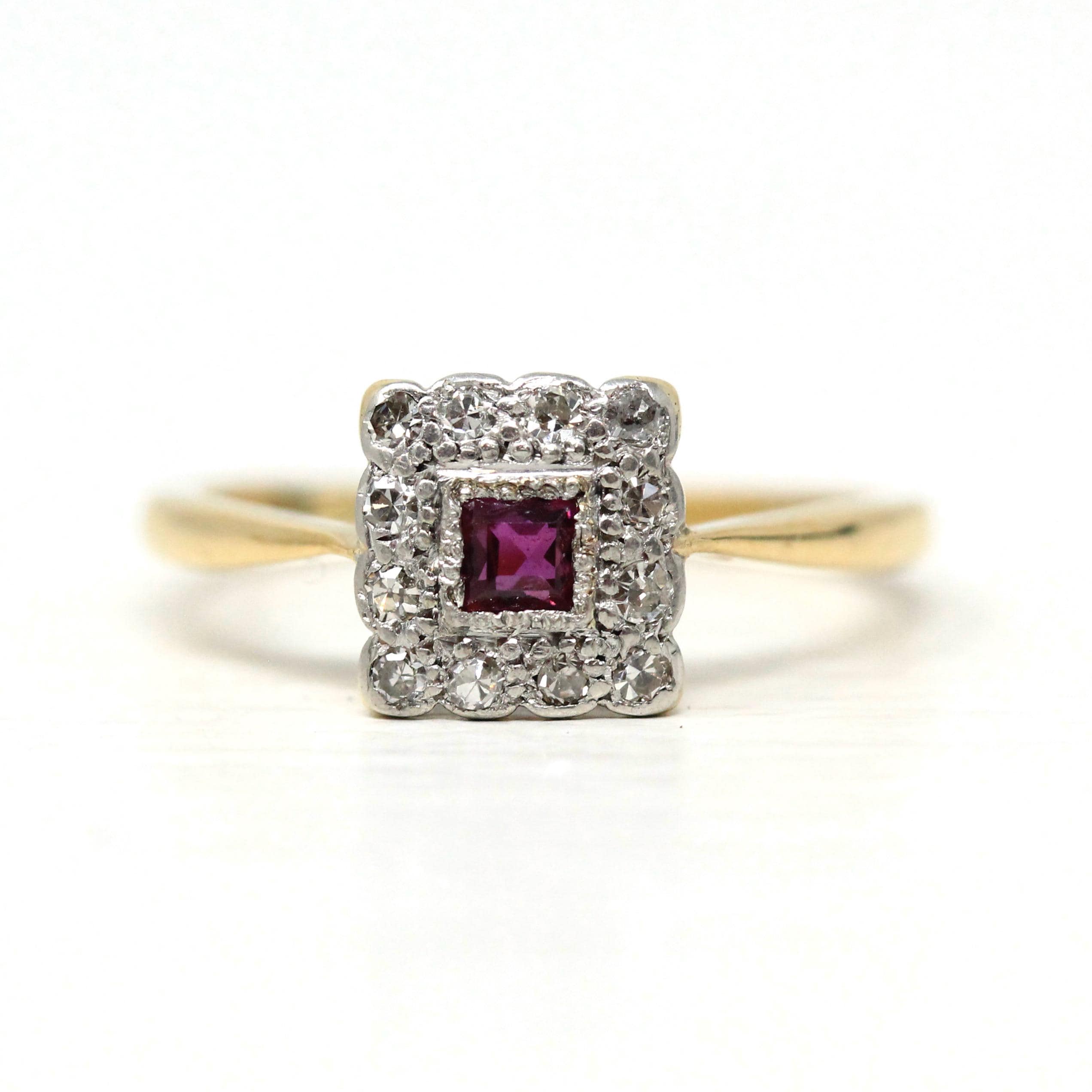 Ruby Diamond Ring English 18CT Yellow Gold Platinum CT