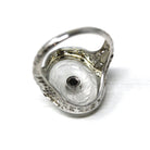 Rock Crystal Quartz Ring - Vintage 18k White Gold Filigree Diamond Statement - Art Deco 1930s Size 4 1/2 Camphor Glass Style Fine Jewelry