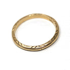 Retro Eternity Band - Circa 1940s 14k Yellow Gold Textured Statement Band - Vintage Size 5 3/4 Diagonal Etched Pattern Fine 40s Era Jewelry