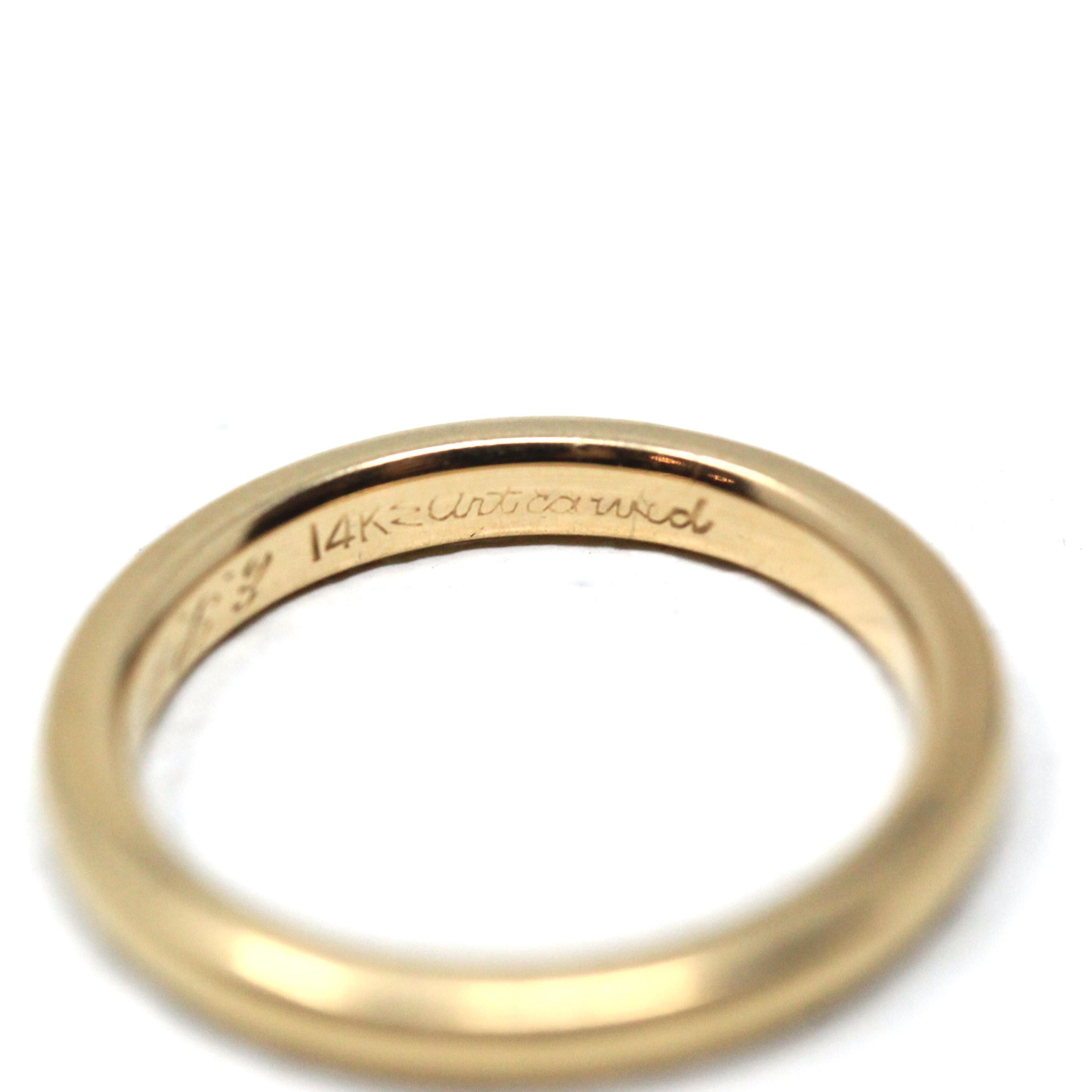 Vintage Wedding Band - Mid Century Era 14k Yellow Gold Plain Circa 1950s Ring - Size 4.5 Signed Art Carved J.R. Wood Bridal Fine 50s Jewelry