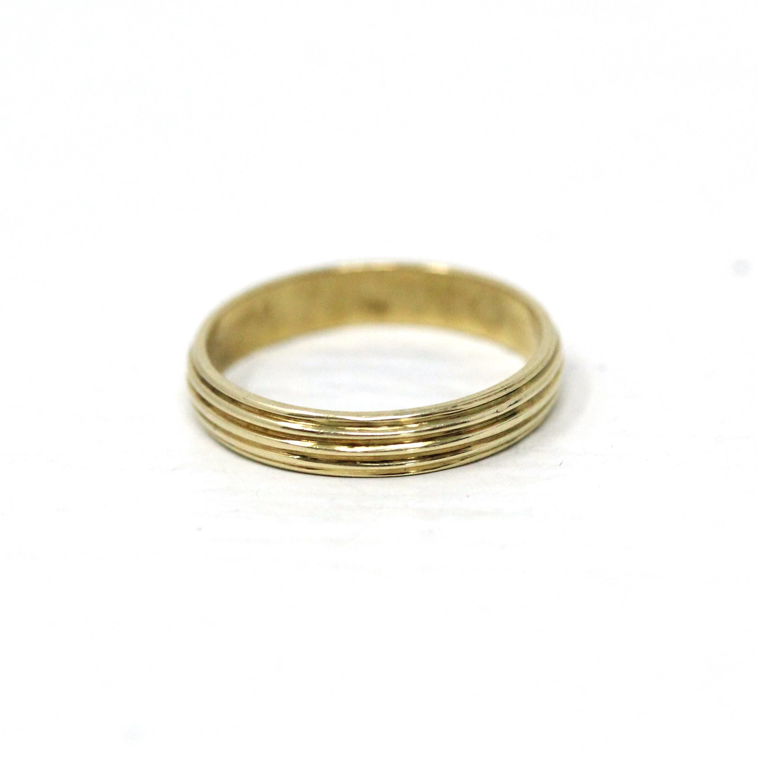 Vintage Baby Band - Retro 10k Yellow Gold Pinky Midi Charm Ring - Circa 1940s Era Size 1 Children's Baby Shower New Mother Gift Fine Jewelry