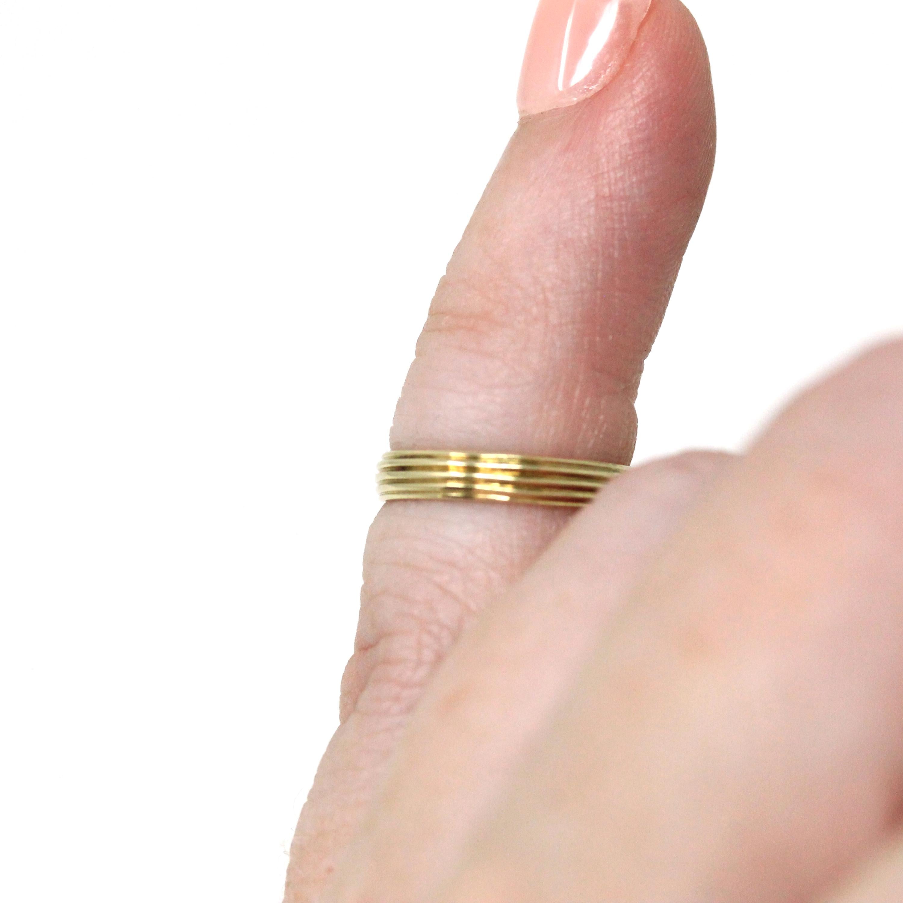 Vintage Baby Band - Retro 10k Yellow Gold Pinky Midi Charm Ring - Circa 1940s Era Size 1 Children's Baby Shower New Mother Gift Fine Jewelry