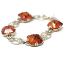 Vintage Amber Bracelet - Retro Era Sterling Silver Cushion Carved Faceted Amber Gemstones - Circa 1990s Tree Resin Fashion Accessory Jewelry