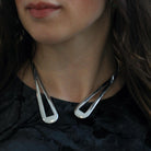 Vintage Collar Necklace - Sterling Silver Hinged Collar Bib Modernist Statement Piece - Modern Circa 1980s Era Curved 925 Mexico 80s Jewelry