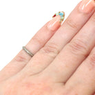 Vintage Baby Band - Art Deco 10k White Gold Orange Blossom Eternity Patterned Ring - Circa 1930s Era Size 1/2 Dainty Fine 30s Fine Jewelry