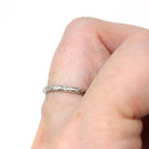 Antique Wedding Band - Art Deco Era 18k White Gold Faint Engraved Design Ostby & Barton Ring - Circa 1923 Size 5 3/4 Bridal Fine 20s Jewelry