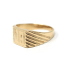 Letters "JA" Ring - Retro 14k Yellow Gold Engraved Cursive Initial Script Signet Band - Vintage Circa 1970s Size 7 Statement Fine Jewelry