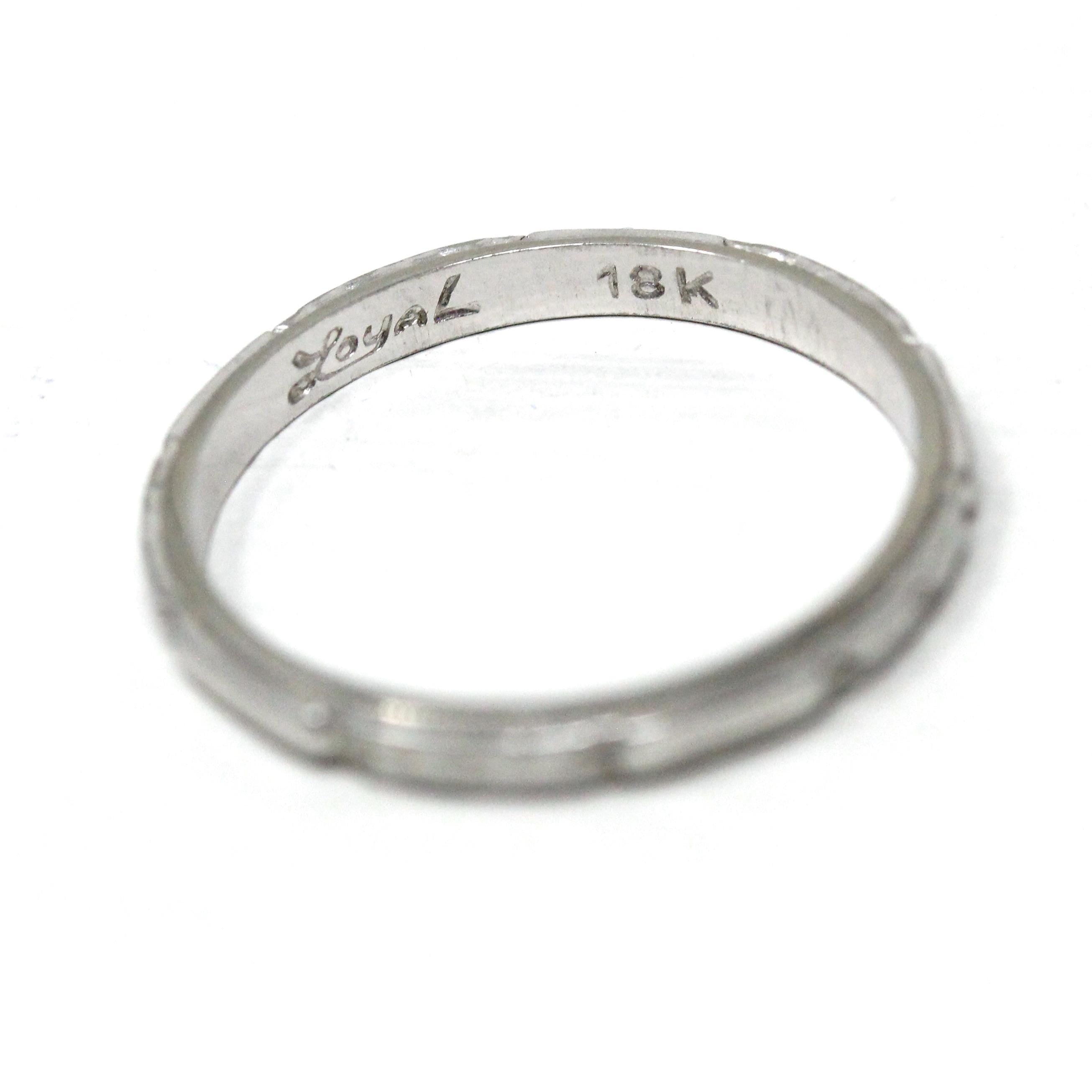 Art Deco Wedding Band - Vintage 18k White Gold Floral Eternity Ring - Circa 1930s Size 5.75 Bridal Stacking Fine 30s Orange Blossom Jewelry