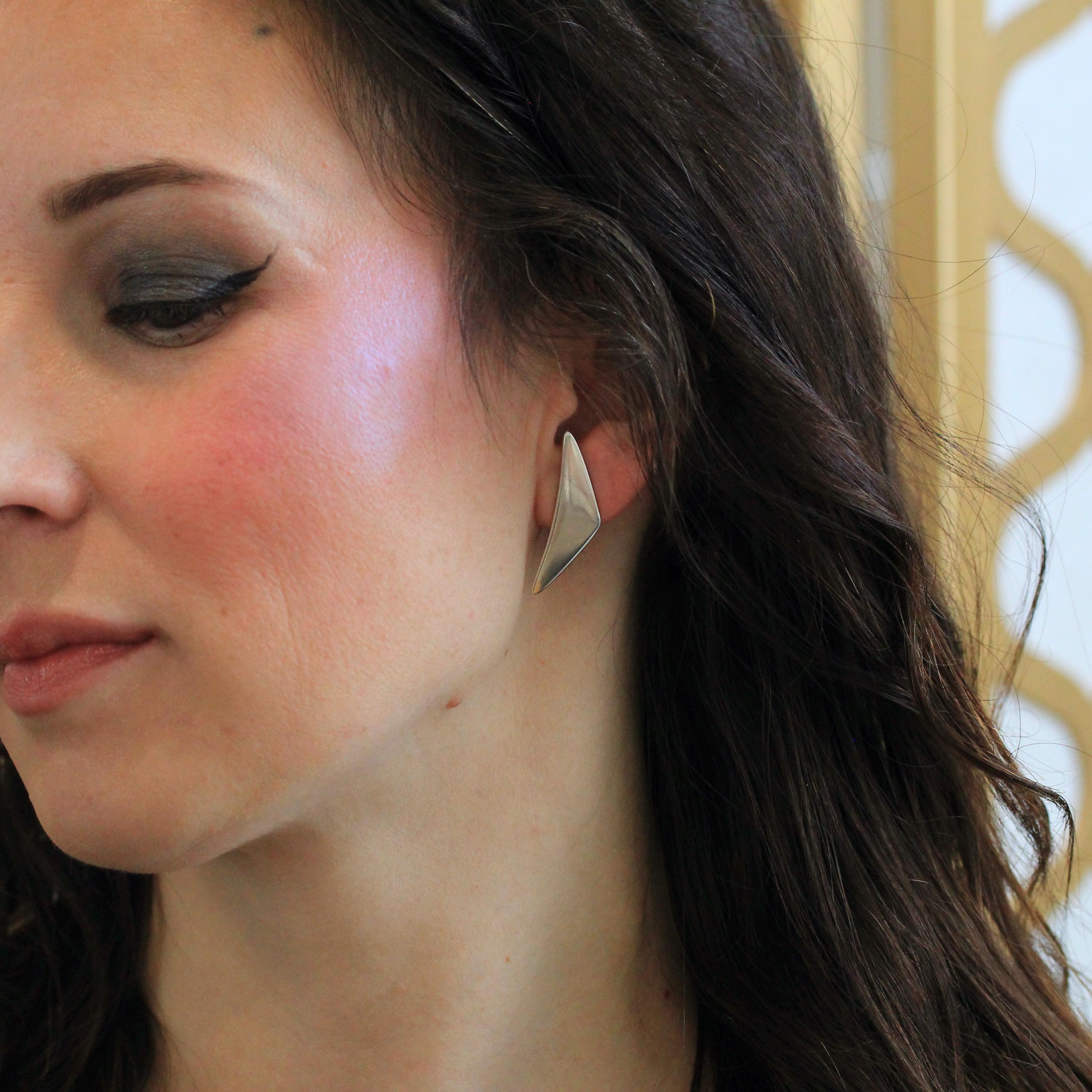 Hans Hensen Earrings - Vintage Sterling Silver Boomerang Non- Pierced Style Clip Backs - Vintage Circa 1930s Era Bold Statement 30s Jewelry