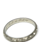 Floral Wedding Band - Vintage Art Deco 18k White Gold Flower Eternity Ring - Circa 1930s Era Size 6 3/4 Bridal Unisex Engraved Fine Jewelry