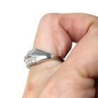 Platinum Diamond Band - Mid Century .65 CTW Natural Round & Baguette Cuts - Circa 1950s Size 6 Fine Wedding Band Qualitative Report Jewelry