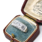 Platinum Diamond Band - Mid Century .65 CTW Natural Round & Baguette Cuts - Circa 1950s Size 6 Fine Wedding Band Qualitative Report Jewelry