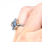 Vintage OES Ring - Mid Century 10k White Gold Created Spinel & Sapphire Statement - Circa 1950s Size 3 1/2 Order Of The Eastern Star Jewelry